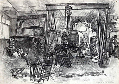 Traktorenwerkstatt 2 | 1975 | Bleistift