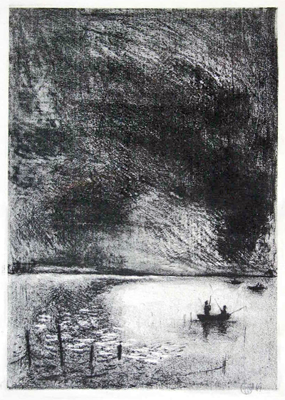 Nächtliche Angler | 1969 | Lithografie