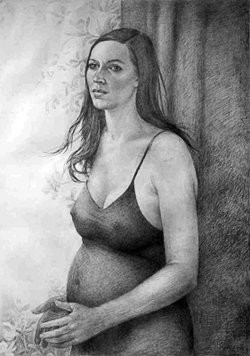 Schwangere am Fenster (Manuela) | 2005 | Bleistift